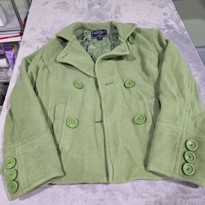 American Eagle Outfitters Women's Green Pea Coat- Size Large